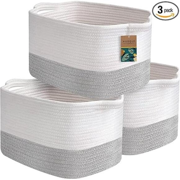 Washable Woven Storage Baskets for Organizing - 3-Pack Cotton Rope Basket - Picture 7 of 7